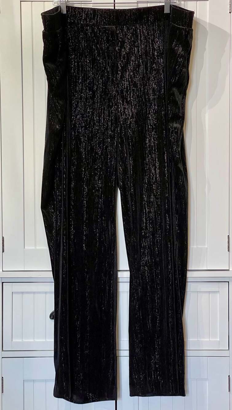 Vince Camuto Black Metallic Shimmer Wide Leg Pants Size 2X